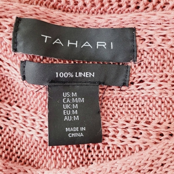 Tahari 100% Linen Terra Cota open Knit Sweater - Picture 4 of 5